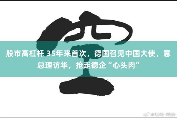 股市高杠杆 35年来首次，德国召见中国大使，意总理访华，抢走德企“心头肉”