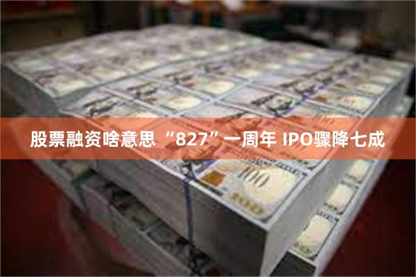 股票融资啥意思 “827”一周年 IPO骤降七成