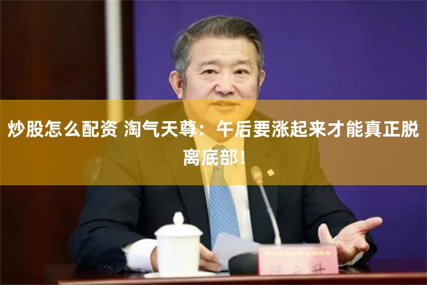 炒股怎么配资 淘气天尊：午后要涨起来才能真正脱离底部！