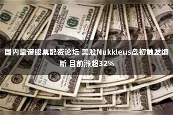 国内靠谱股票配资论坛 美股Nukkleus盘初触发熔断 目前涨超32%